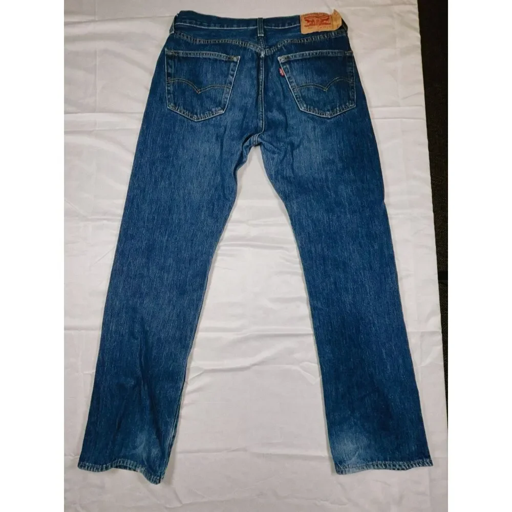 Levi's 501 Original Fit Jeans Men's W33 L32 Button Fly Blue Straight Leg Denim